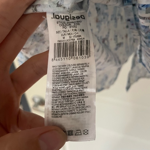 Desigual Blue and White Patterned 100% cotton Men’s Button down Shirt - Picture 7 of 11